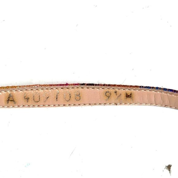 STUART WEITZMAN Metallic Rainbow Plaid Leather Ankle Strap Nunaked Sandals 9,5 - Picture 14 of 15